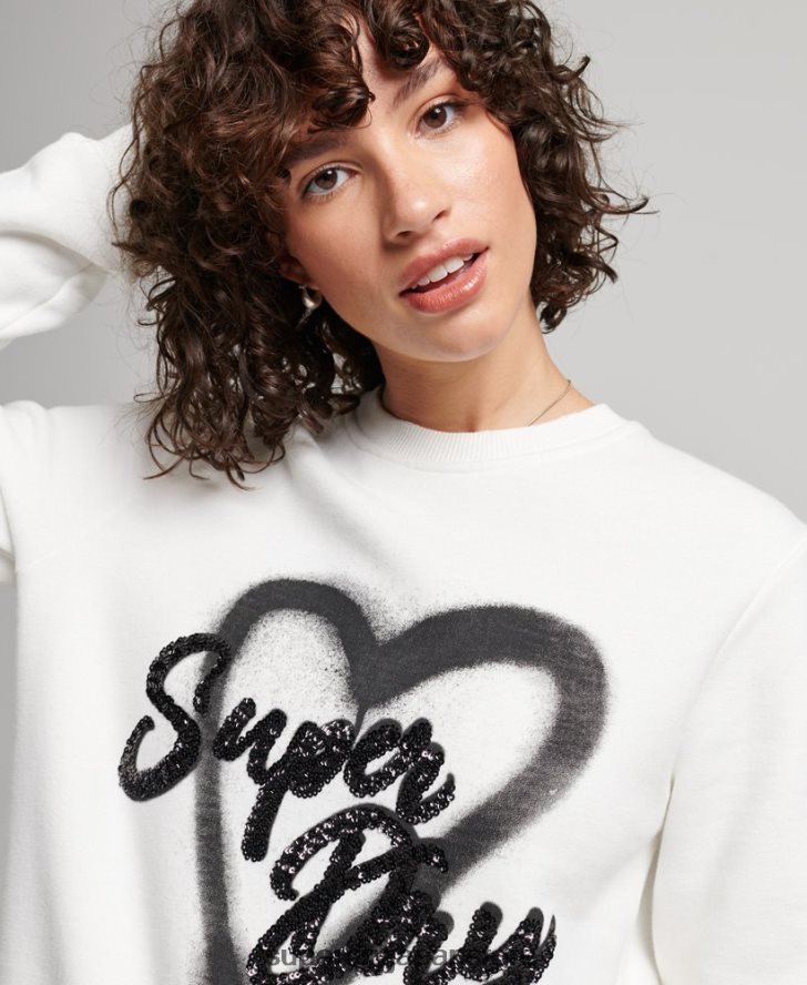 装飾クルースウェットシャツ 女性 Superdry 衣類 白 2J62PZ2263