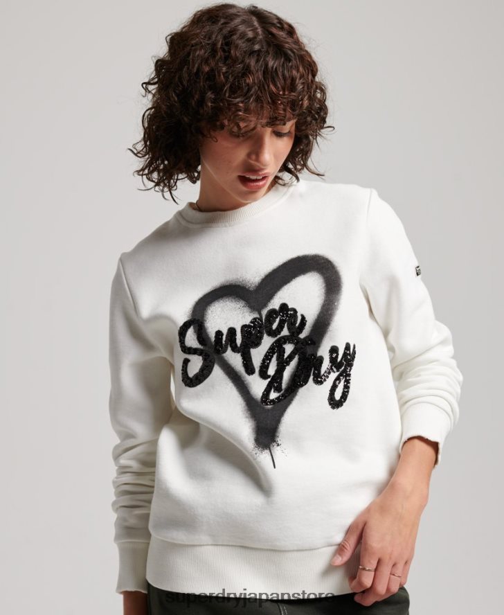装飾クルースウェットシャツ 女性 Superdry 衣類 白 2J62PZ2263