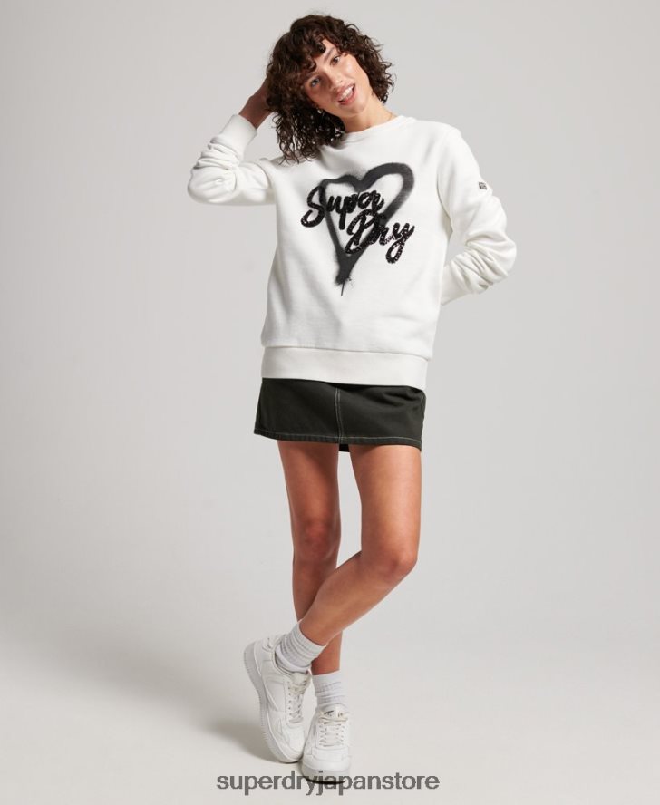 装飾クルースウェットシャツ 女性 Superdry 衣類 白 2J62PZ2263