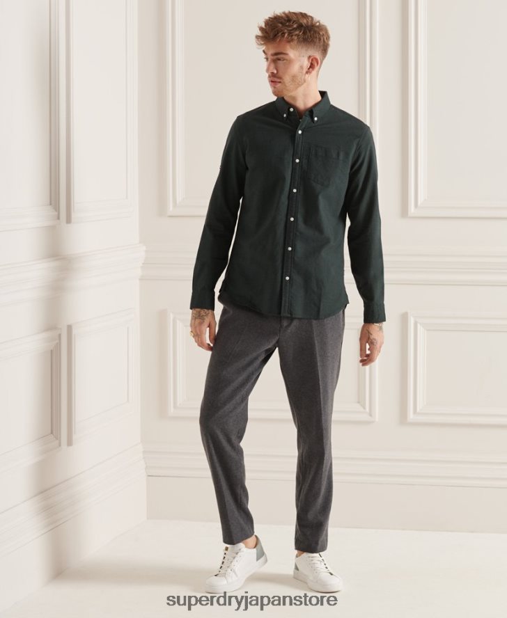 オーガニックコットンユニオックスフォードシャツ 男性 Superdry 衣類 緑 2J62PZ226
