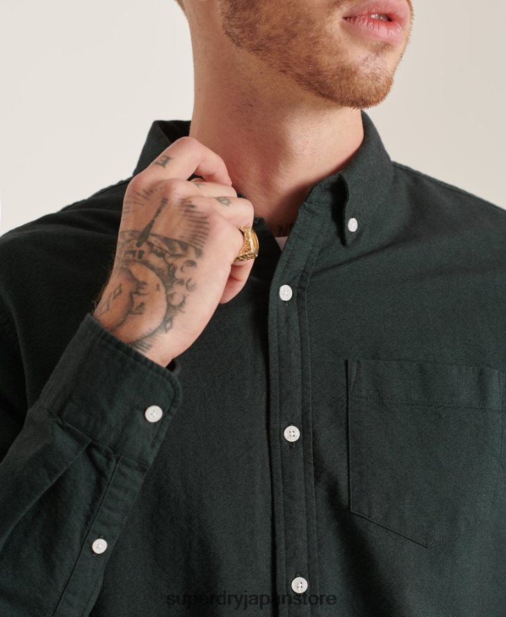 オーガニックコットンユニオックスフォードシャツ 男性 Superdry 衣類 緑 2J62PZ226