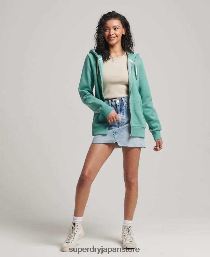 ヴィンテージカリカットアウトジップパーカー 女性 Superdry 衣類 緑 2J62PZ2271