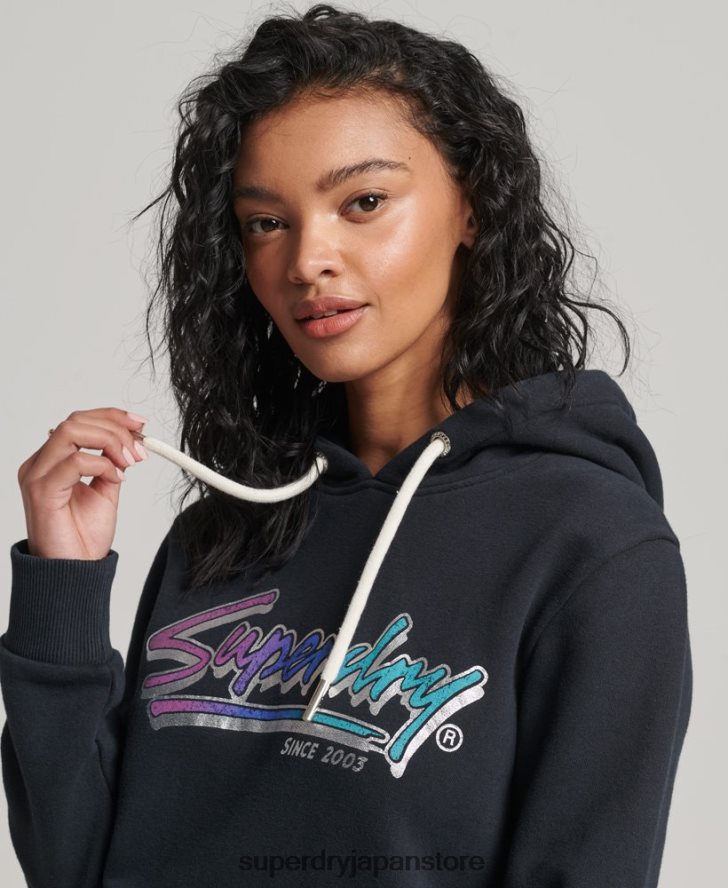 ヴィンテージダウンタウンスクリプトパーカー 女性 Superdry 衣類 濃い灰色 2J62PZ2274