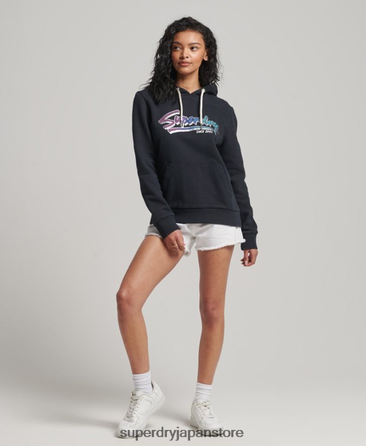 ヴィンテージダウンタウンスクリプトパーカー 女性 Superdry 衣類 濃い灰色 2J62PZ2274