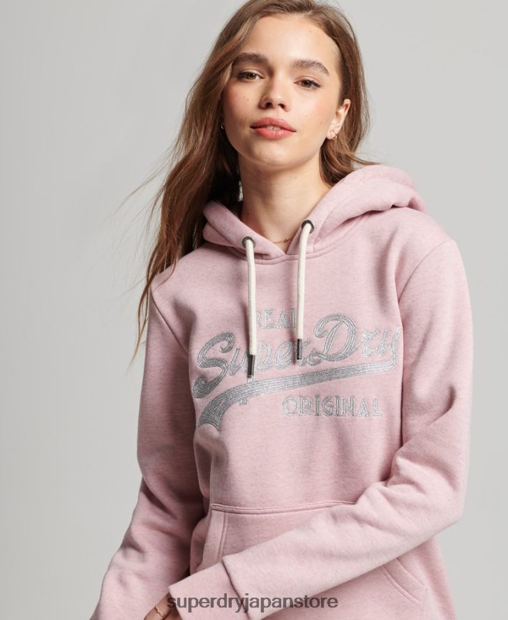 ヴィンテージロゴスクリプトカレッジパーカー 女性 Superdry 衣類 ピンク 2J62PZ2276