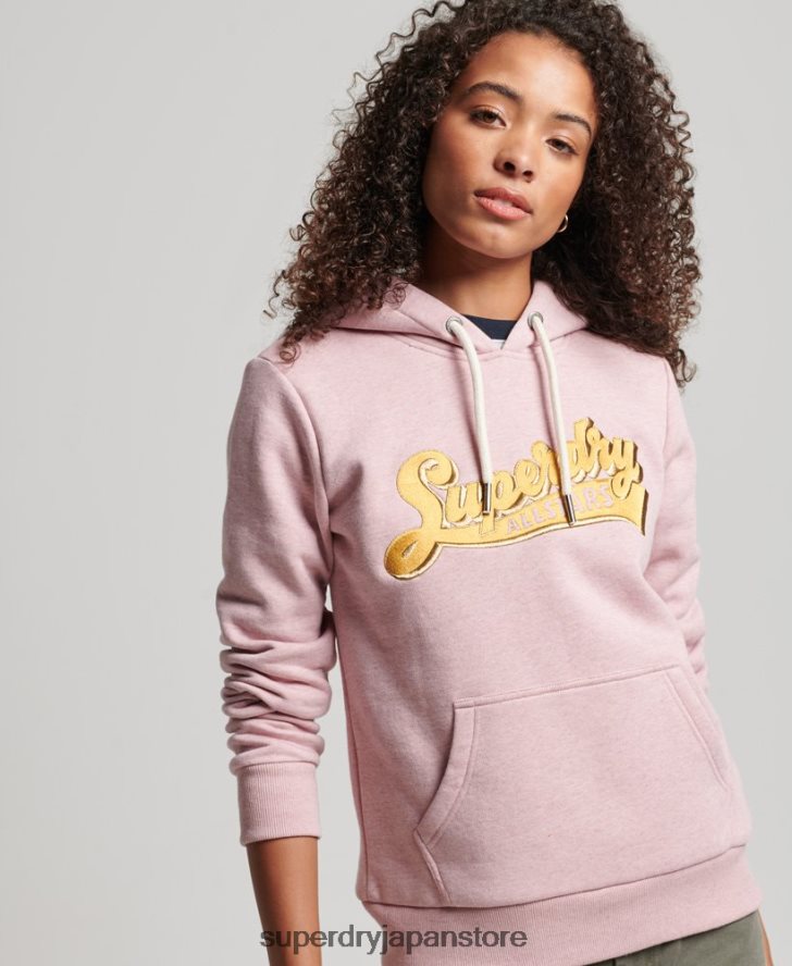 ヴィンテージ スクリプトカレッジパーカー 女性 Superdry 衣類 ピンク 2J62PZ2281