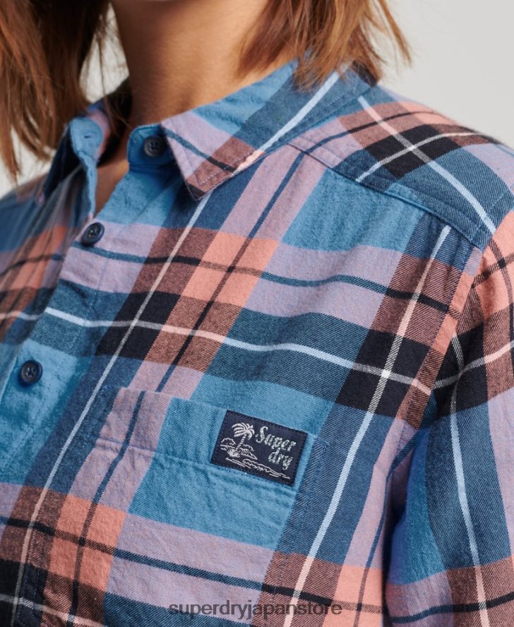 リラックス感のあるチェックシャツ 女性 Superdry 衣類 海軍 2J62PZ2285