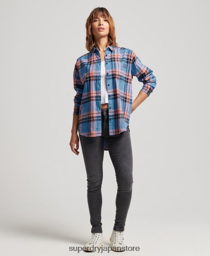 リラックス感のあるチェックシャツ 女性 Superdry 衣類 海軍 2J62PZ2285