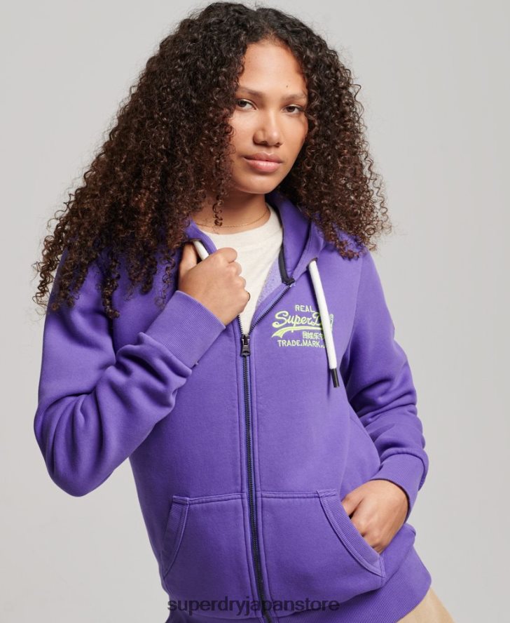 ヴィンテージロゴネオンジップパーカー 女性 Superdry 衣類 紫 2J62PZ2287