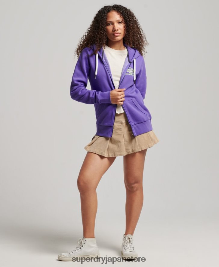 ヴィンテージロゴネオンジップパーカー 女性 Superdry 衣類 紫 2J62PZ2287