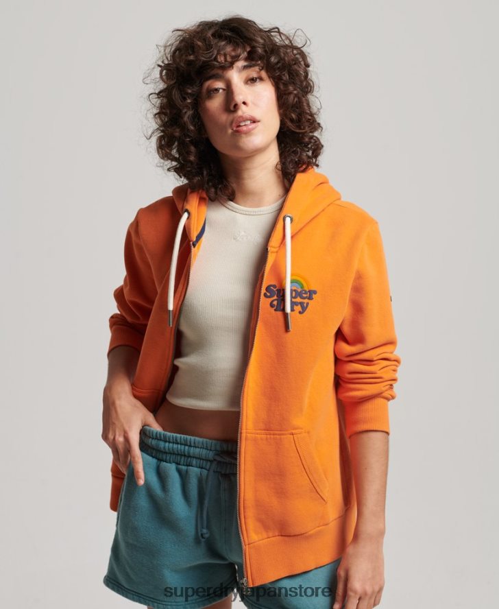 ヴィンテージ レインボー ジップ パーカー 女性 Superdry 衣類 オレンジ 2J62PZ2288