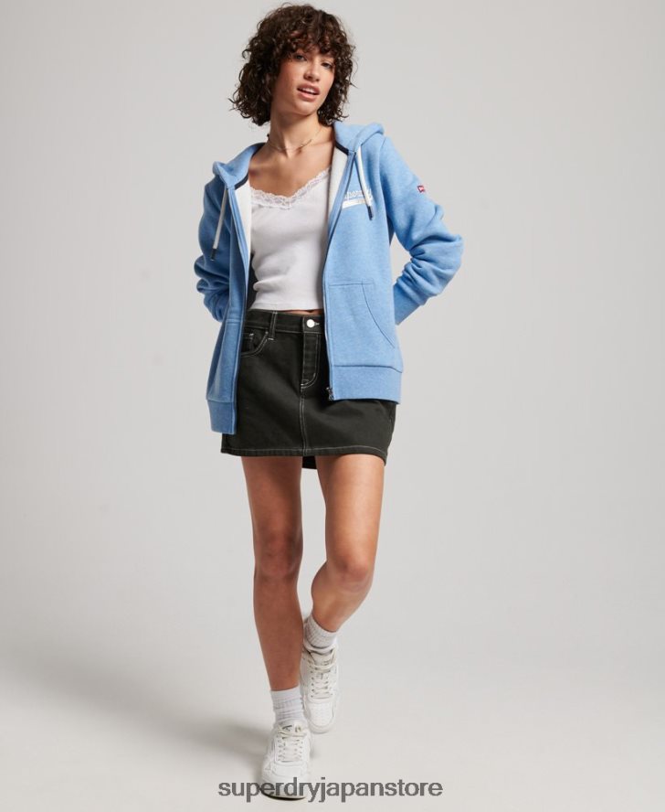 ヴィンテージ スクリプト カレッジ ジップ パーカー 女性 Superdry 衣類 青 2J62PZ2289