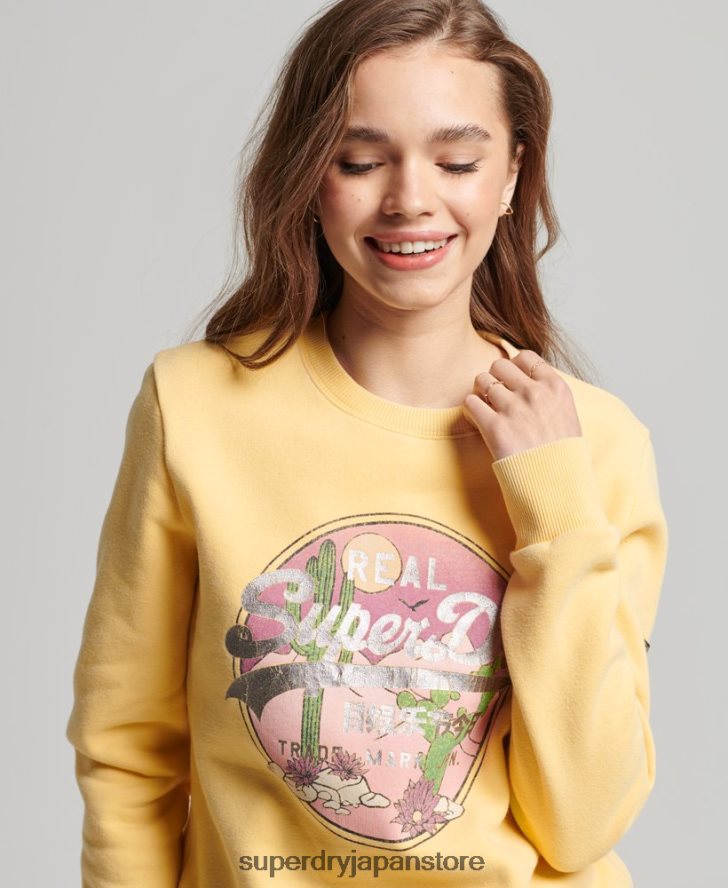 ヴィンテージロゴナラティブクルースウェットシャツ 女性 Superdry 衣類 金 2J62PZ2290