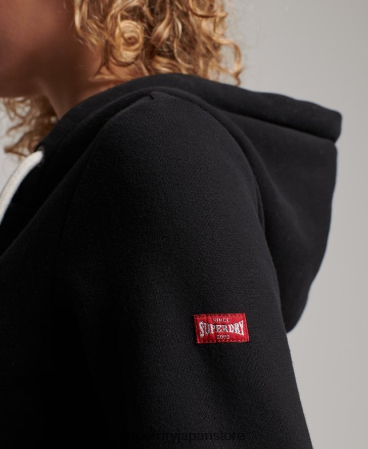 ヴィンテージ スクリプト カレッジ ジップ パーカー 女性 Superdry 衣類 黒 2J62PZ2293