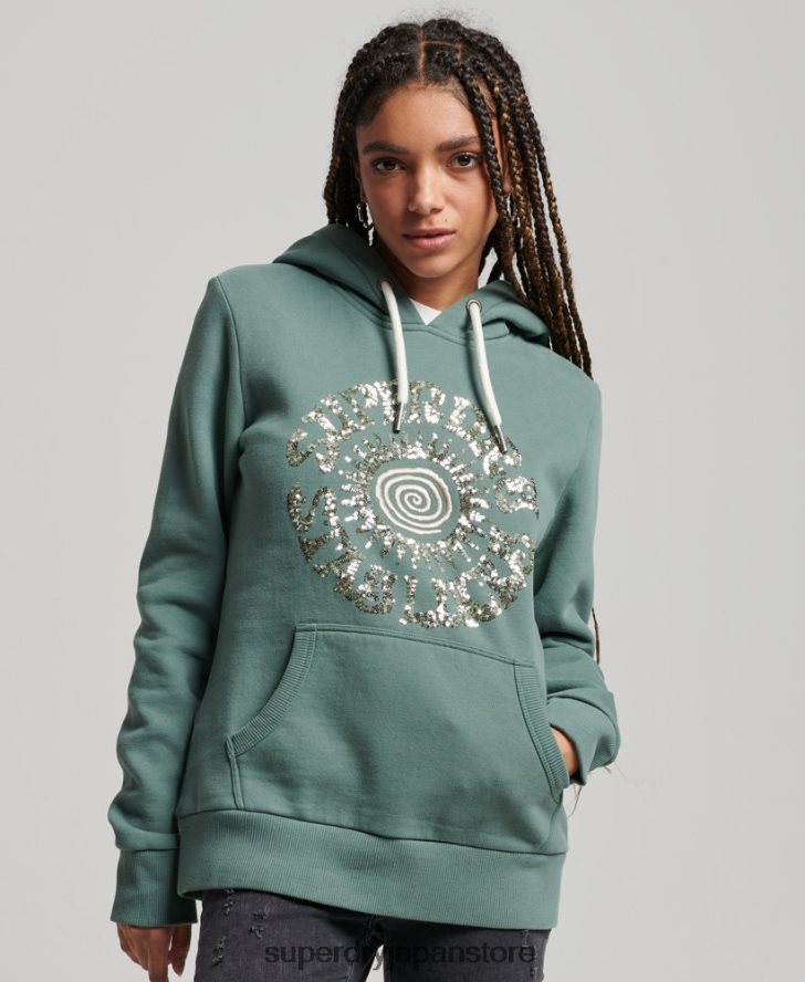 装飾パーカー 女性 Superdry 衣類 緑 2J62PZ2298