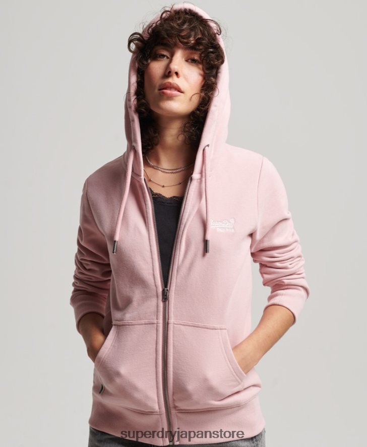 ヴィンテージロゴ刺繍ジップパーカー 女性 Superdry 衣類 ピンク 2J62PZ2300