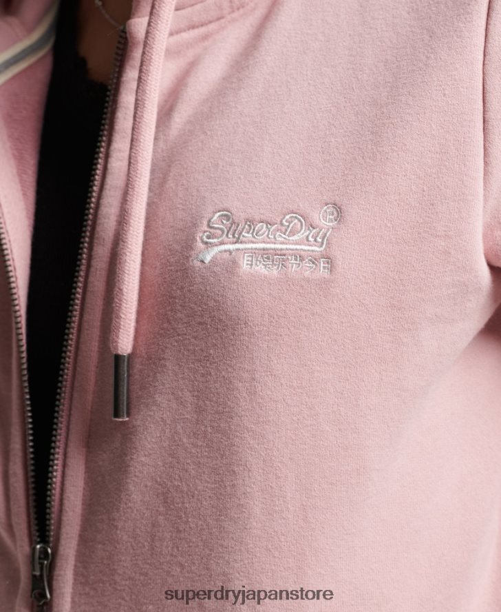 ヴィンテージロゴ刺繍ジップパーカー 女性 Superdry 衣類 ピンク 2J62PZ2300
