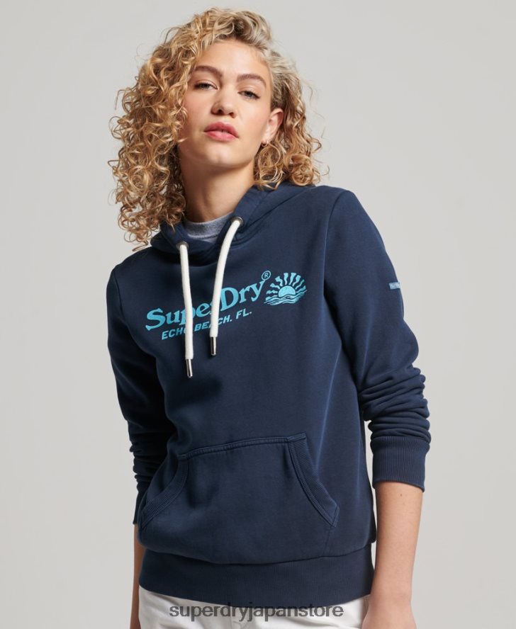 ヴィンテージ会場パーカー 女性 Superdry 衣類 海軍 2J62PZ2301