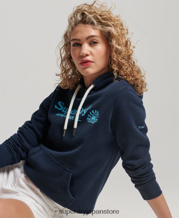 ヴィンテージ会場パーカー 女性 Superdry 衣類 海軍 2J62PZ2301