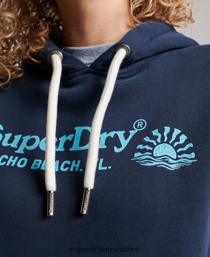 ヴィンテージ会場パーカー 女性 Superdry 衣類 海軍 2J62PZ2301