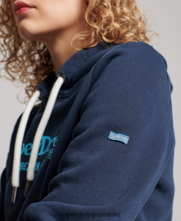 ヴィンテージ会場パーカー 女性 Superdry 衣類 海軍 2J62PZ2301