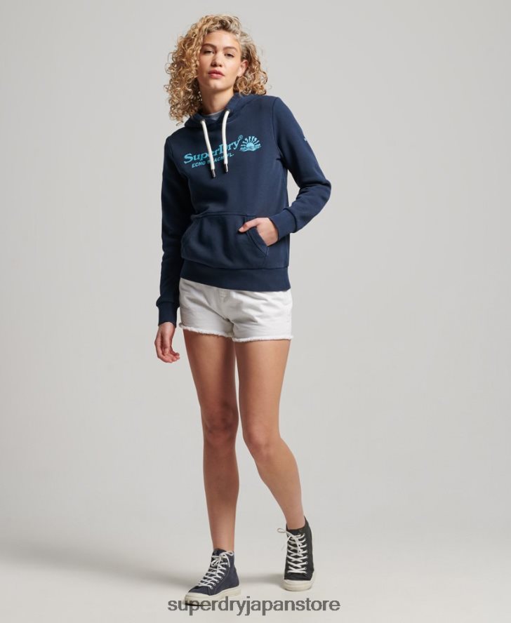 ヴィンテージ会場パーカー 女性 Superdry 衣類 海軍 2J62PZ2301