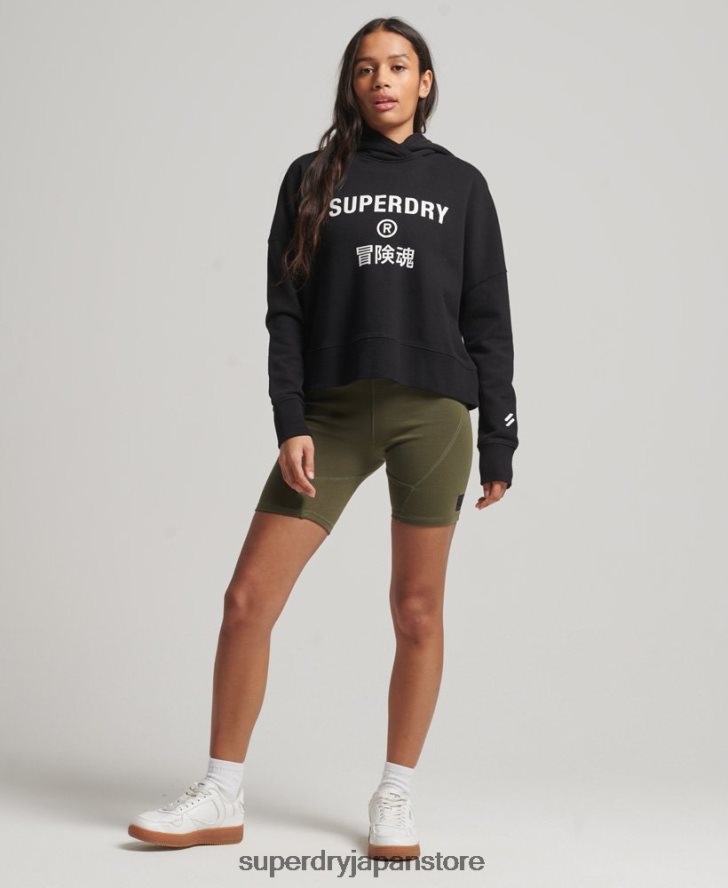 コアスポーツクロップボックスパーカー 女性 Superdry 衣類 黒 2J62PZ2302