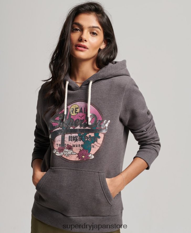 ヴィンテージロゴナラティブパーカー 女性 Superdry 衣類 黒 2J62PZ2305
