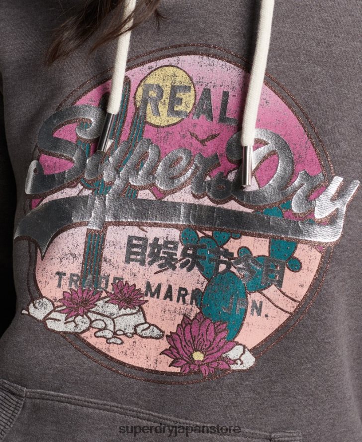 ヴィンテージロゴナラティブパーカー 女性 Superdry 衣類 黒 2J62PZ2305