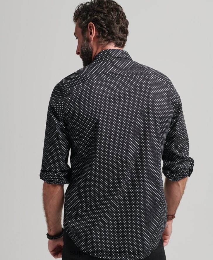 総柄プリントシャツ 男性 Superdry 衣類 黒 2J62PZ230