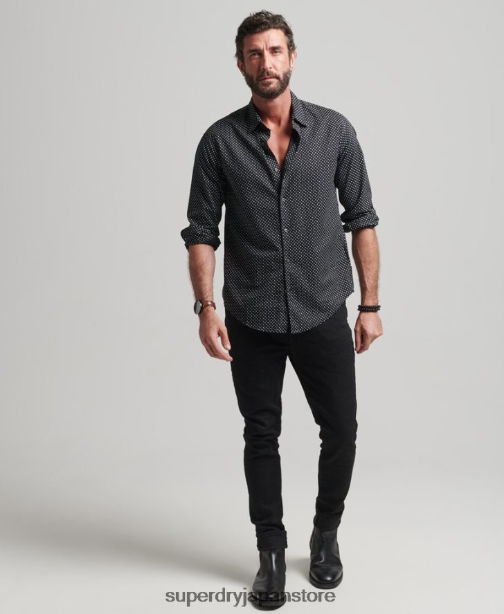総柄プリントシャツ 男性 Superdry 衣類 黒 2J62PZ230