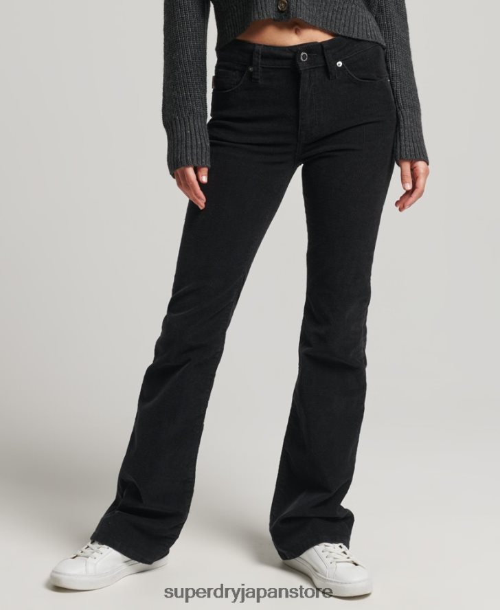 ミッドライズスリムコードフレアジーンズ 女性 Superdry 衣類 黒 2J62PZ2311
