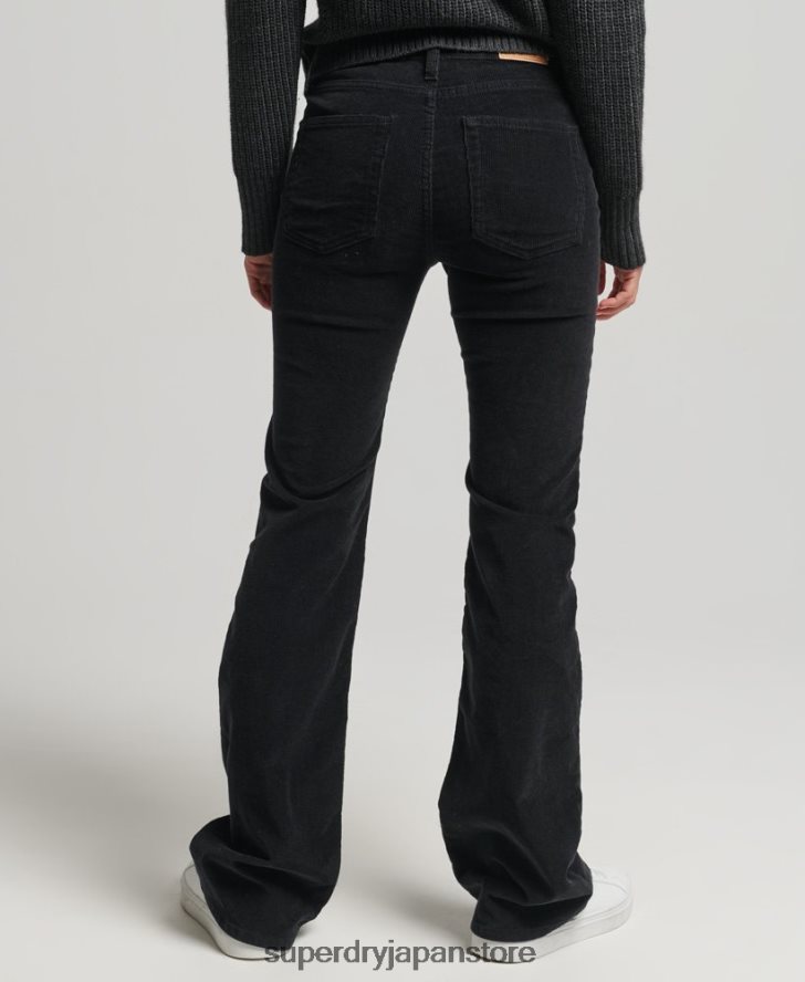ミッドライズスリムコードフレアジーンズ 女性 Superdry 衣類 黒 2J62PZ2311