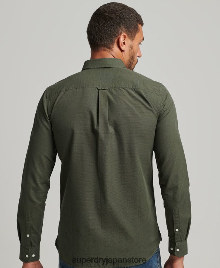 コットンマイクロチェックシャツ 男性 Superdry 衣類 緑 2J62PZ231