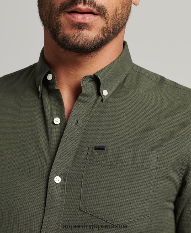コットンマイクロチェックシャツ 男性 Superdry 衣類 緑 2J62PZ231