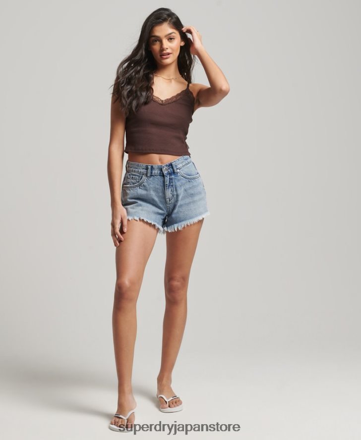 リブレーストリムキャミトップ 女性 Superdry 衣類 茶色 2J62PZ2326