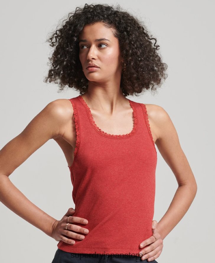 レーストリムベストトップ 女性 Superdry 衣類 赤 2J62PZ2328