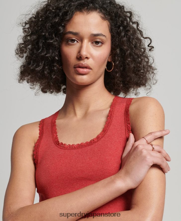 レーストリムベストトップ 女性 Superdry 衣類 赤 2J62PZ2328