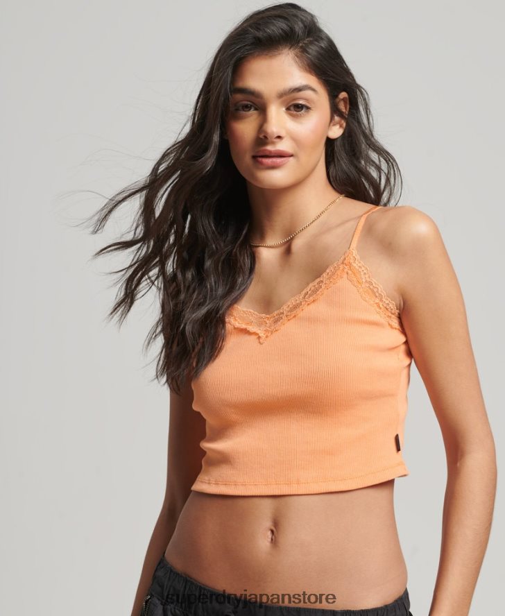 リブレーストリムキャミトップ 女性 Superdry 衣類 オレンジ 2J62PZ2329