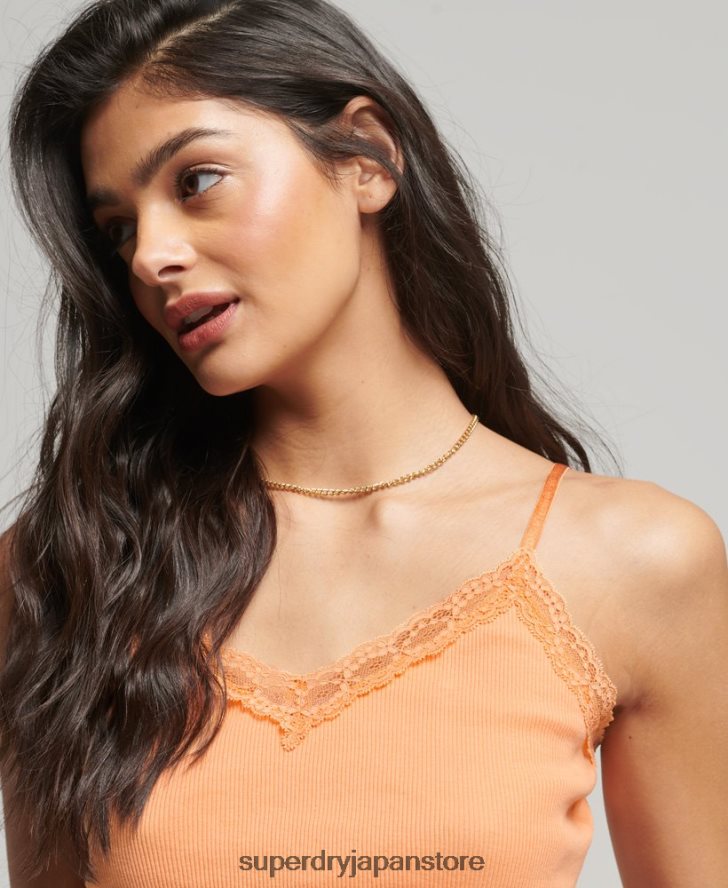 リブレーストリムキャミトップ 女性 Superdry 衣類 オレンジ 2J62PZ2329