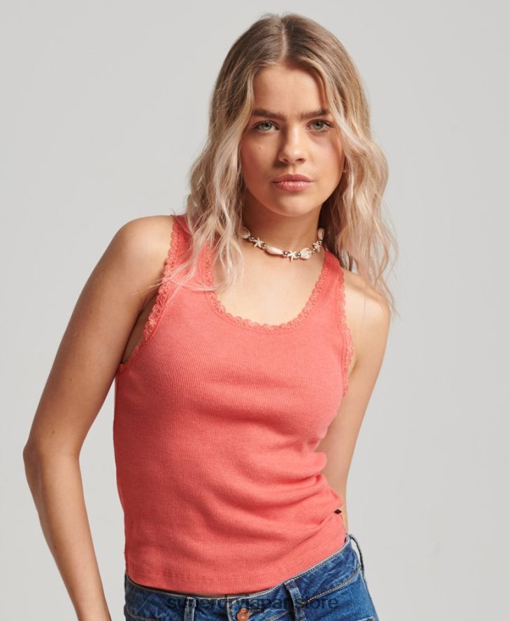 レーストリムベストトップ 女性 Superdry 衣類 コーラル 2J62PZ2338