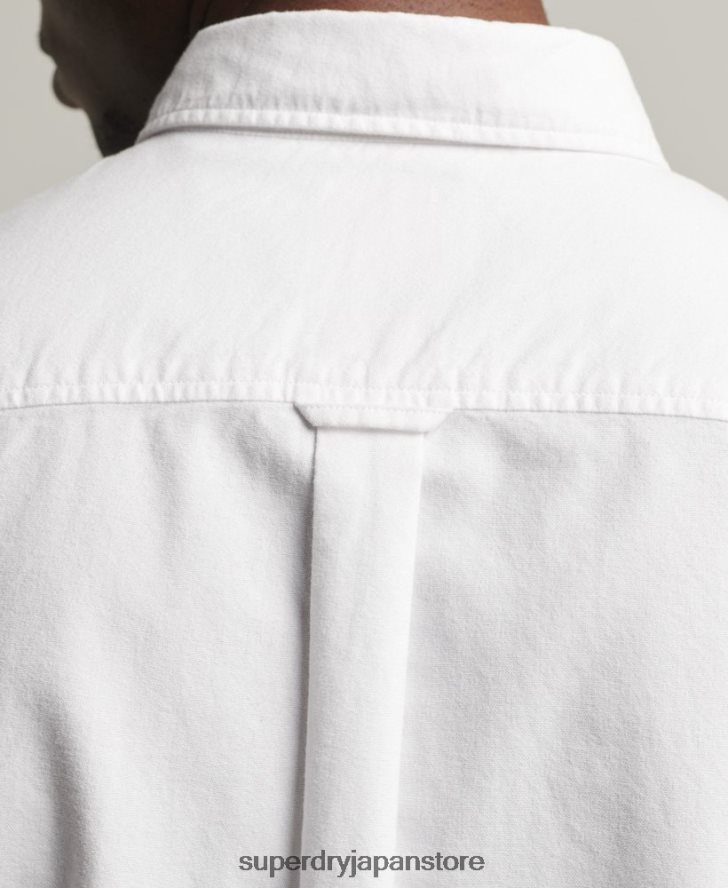 オーガニックコットン ヴィンテージ オックスフォード 半袖シャツ 男性 Superdry 衣類 白 2J62PZ233