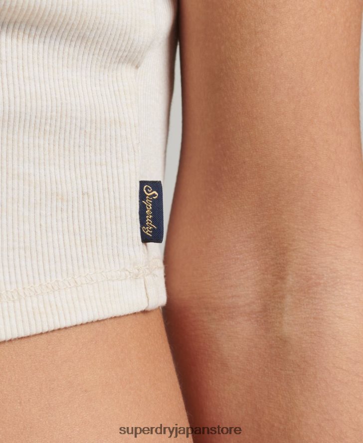 リブレーストリムキャミトップ 女性 Superdry 衣類 ベージュ 2J62PZ2340