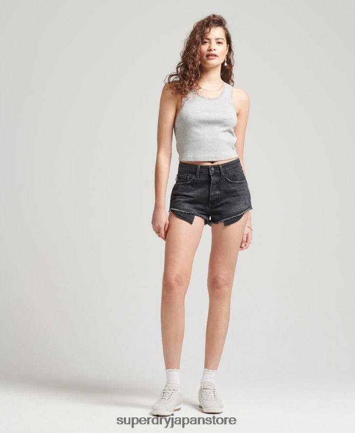 オーガニックコットン ヴィンテージ レース トリム ベスト 女性 Superdry 衣類 グレー 2J62PZ2342