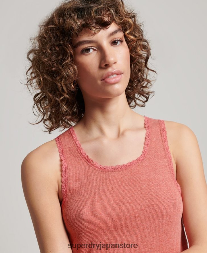 レーストリムベストトップ 女性 Superdry 衣類 コーラル 2J62PZ2343