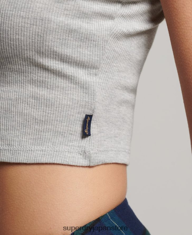 リブレーストリムキャミトップ 女性 Superdry 衣類 グレー 2J62PZ2347