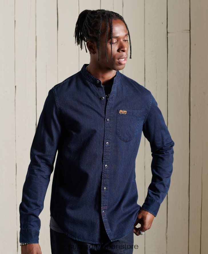 インディゴヘンリーワークウェアシャツ 男性 Superdry 衣類 ライトブルー 2J62PZ235