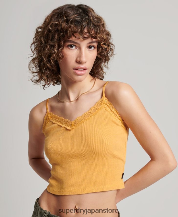 リブレーストリムキャミトップ 女性 Superdry 衣類 黄色 2J62PZ2350