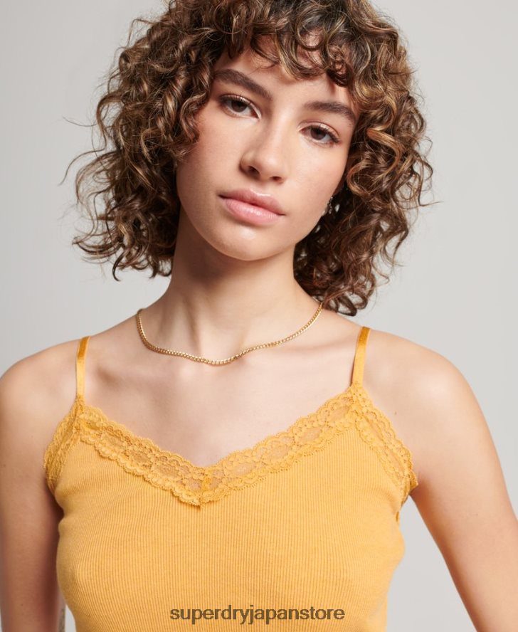 リブレーストリムキャミトップ 女性 Superdry 衣類 黄色 2J62PZ2350
