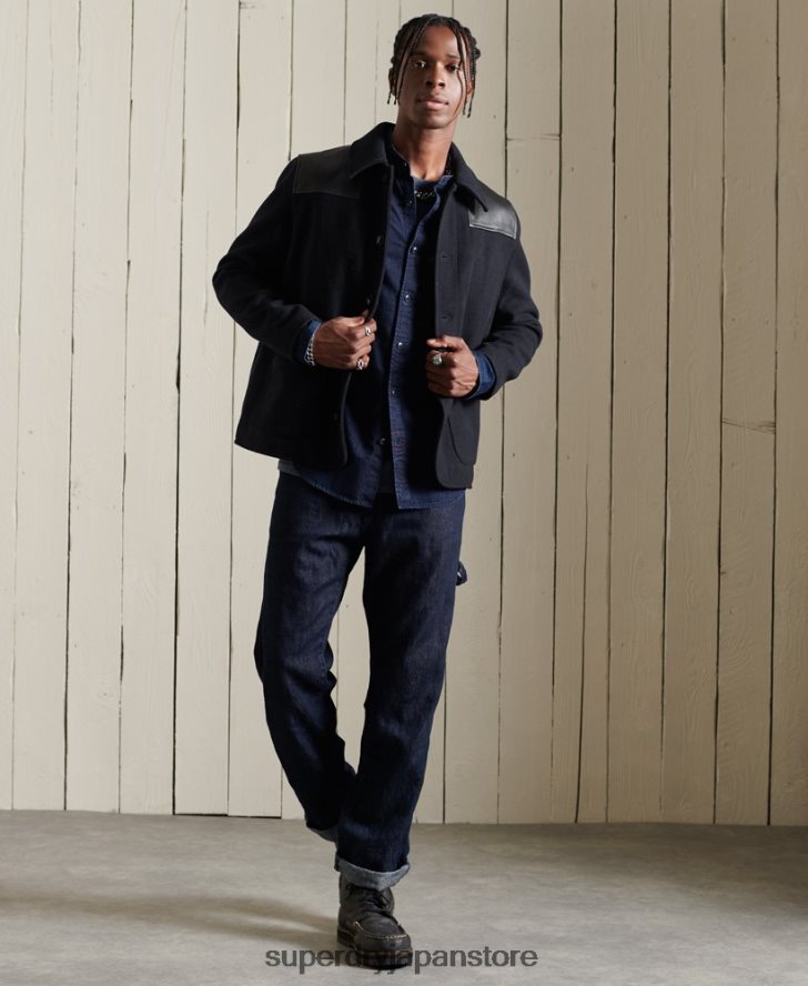 インディゴヘンリーワークウェアシャツ 男性 Superdry 衣類 ライトブルー 2J62PZ235